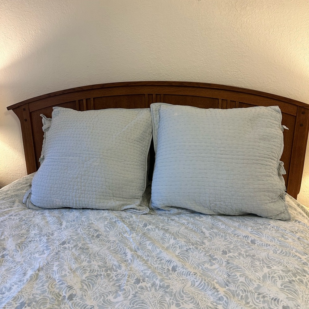 Elegant Sage Green Quilted Pillow Shams - Picture 2 of 3